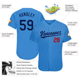 Custom Powder Blue Navy-Red Authentic Baseball Jersey