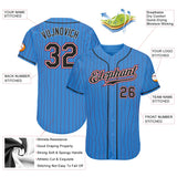 Custom Powder Blue Red Pinstripe Black-White Authentic Baseball Jersey