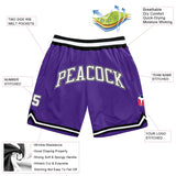 Custom Purple White-Black Authentic Throwback Basketball Shorts