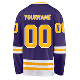 Custom Purple Gold-White Hockey Jersey