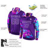 Custom Stitched Purple Purple-White 3D Pattern Design Sports Pullover Sweatshirt Hoodie