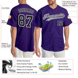 Custom Purple Black-Gray Authentic Baseball Jersey