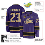 Custom Purple Old Gold-Black Hockey Jersey
