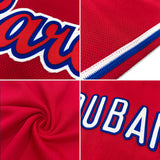 Custom Red White-Royal Authentic Throwback Rib-Knit Baseball Jersey Shirt