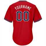 Custom Red Navy-White Authentic Throwback Rib-Knit Baseball Jersey Shirt