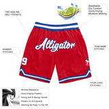 Custom Red Black-White Authentic Throwback Basketball Shorts