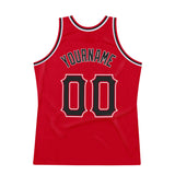 Custom Red Black-White Authentic Throwback Basketball Jersey