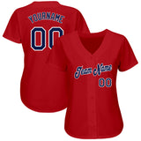 Custom Red Navy-White Authentic Baseball Jersey