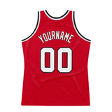 Custom Red White-Black Authentic Throwback Basketball Jersey