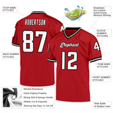 Custom Red White-Black Mesh Authentic Throwback Football Jersey
