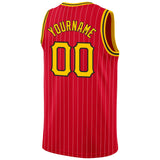 Custom Red Gold Pinstripe Gold-Black Authentic Basketball Jersey
