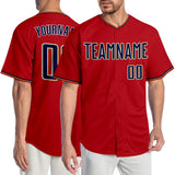 Custom Red Navy-Old Gold Authentic Baseball Jersey