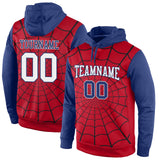 Custom Stitched Red White-Royal 3D Pattern Design Spider Sports Pullover Sweatshirt Hoodie