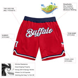 Custom Red White-Navy Authentic Throwback Basketball Shorts