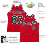 Custom Red Green-White Authentic Throwback Basketball Jersey