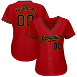 Custom Red Black-Old Gold Authentic Baseball Jersey