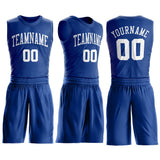 Custom Royal White Round Neck Suit Basketball Jersey
