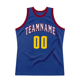 Custom Royal Gold-Maroon Authentic Throwback Basketball Jersey