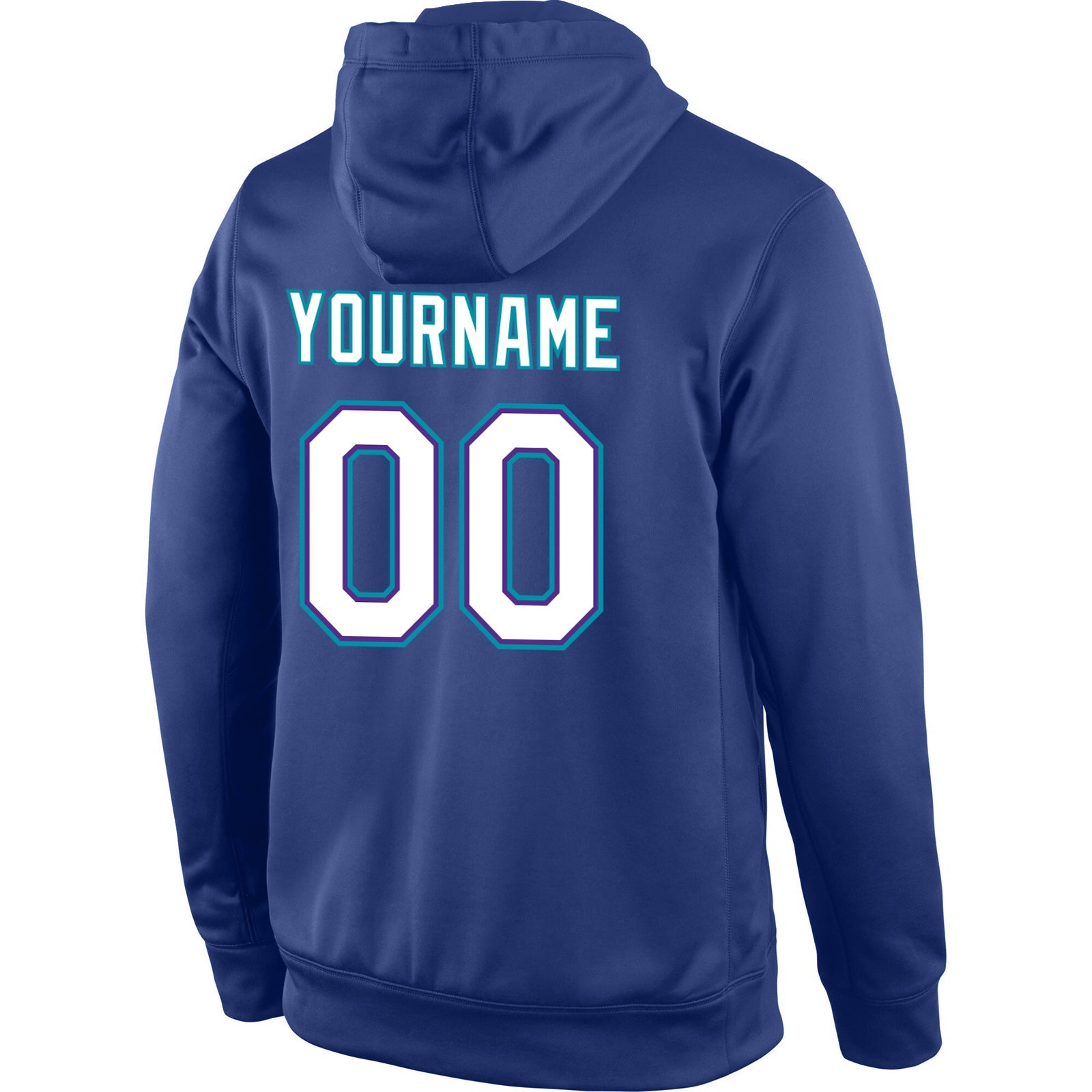 Custom Stitched Royal White-Teal Sports Pullover Sweatshirt Hoodie