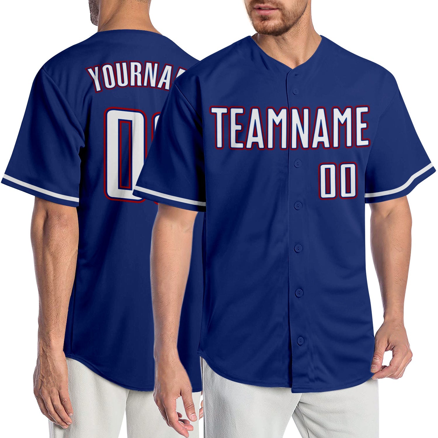 Custom Royal White-Red Authentic Baseball Jersey