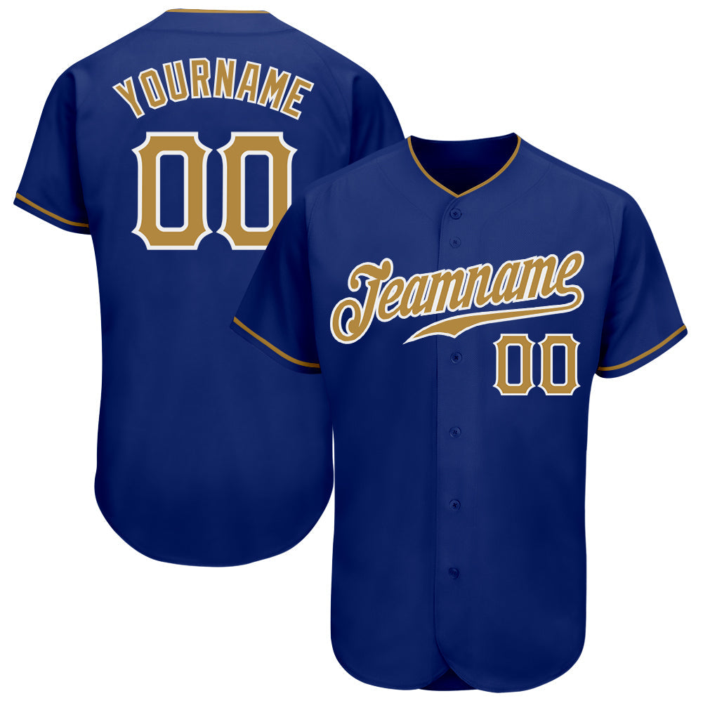 Custom Royal Old Gold-White Authentic Baseball Jersey