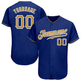 Custom Royal Old Gold-White Authentic Baseball Jersey