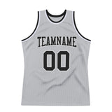 Custom Gray Black-White Authentic Throwback Basketball Jersey
