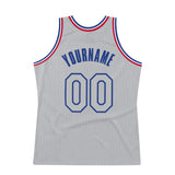 Custom Gray Gray-Royal Authentic Throwback Basketball Jersey