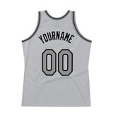 Custom Gray Steel Gray-Black Authentic Throwback Basketball Jersey
