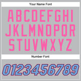 Custom Gray Black Pinstripe Light Blue-Pink Authentic Basketball Jersey