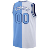 Custom White Light Blue-Royal Authentic Split Fashion Basketball Jersey