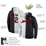 Custom Stitched White Black-Red Split Fashion Sports Pullover Sweatshirt Hoodie