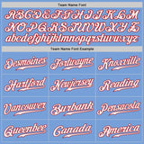 Custom White Light Blue-Red Authentic Split Fashion Baseball Jersey