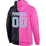 Custom Stitched Pink Light Blue-Black Split Fashion Sports Pullover Sweatshirt Hoodie