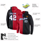 Custom Stitched Red White-Black Split Fashion Sports Pullover Sweatshirt Hoodie