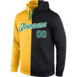 Custom Stitched Gold Kelly Green-Black Split Fashion Sports Pullover Sweatshirt Hoodie