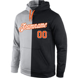 Custom Stitched Gray Orange-Black Split Fashion Sports Pullover Sweatshirt Hoodie