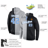 Custom Stitched Gray Light Blue-Black Split Fashion Sports Pullover Sweatshirt Hoodie