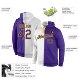 Custom Stitched White Purple-Gold Split Fashion Sports Pullover Sweatshirt Hoodie