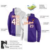 Custom Stitched Purple White-Orange Split Fashion Sports Pullover Sweatshirt Hoodie