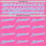 Custom Stitched Pink Light Blue-White Split Fashion Sports Pullover Sweatshirt Hoodie