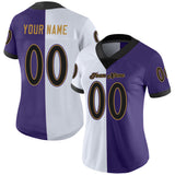 Custom Purple Black-White Split Fashion Football Jersey