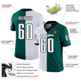 Custom Midnight Green White-Black Split Fashion Football Jersey