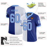 Custom Royal Light Blue-White Split Fashion Football Jersey