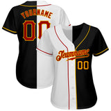 Custom Black Red-White Authentic Split Fashion Baseball Jersey