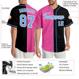 Custom Black Light Blue-Pink Authentic Split Fashion Baseball Jersey
