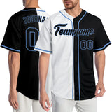 Custom White Black-Light Blue Authentic Split Fashion Baseball Jersey