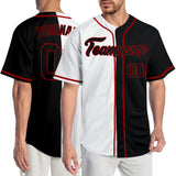 Custom White Black-Red Authentic Split Fashion Baseball Jersey