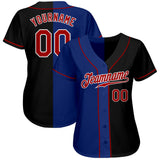 Custom Black Red-Royal Authentic Split Fashion Baseball Jersey