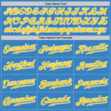 Custom Powder Blue Gold-White Authentic Split Fashion Baseball Jersey
